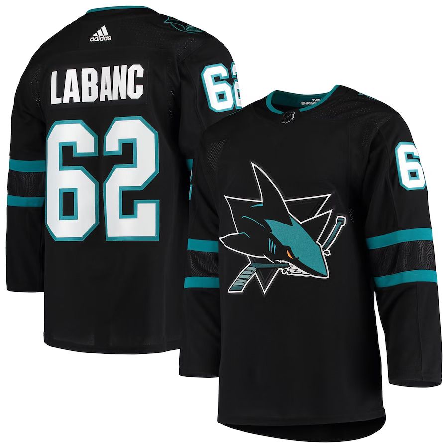 Men San Jose Sharks #62 Kevin Labanc adidas Black Alternate Authentic NHL Jersey